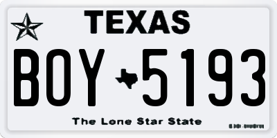 TX license plate BOY5193