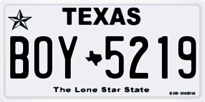 TX license plate BOY5219