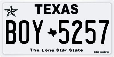 TX license plate BOY5257