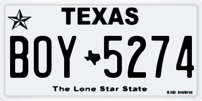 TX license plate BOY5274