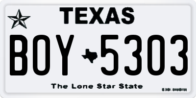 TX license plate BOY5303
