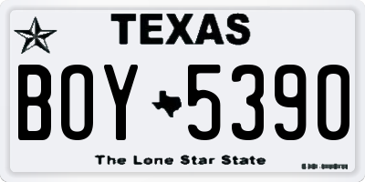 TX license plate BOY5390