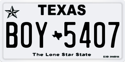 TX license plate BOY5407