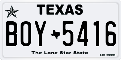 TX license plate BOY5416