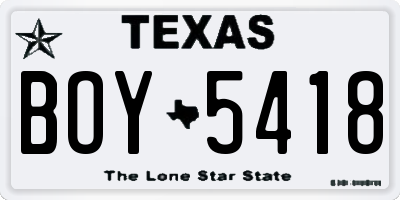 TX license plate BOY5418