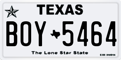 TX license plate BOY5464