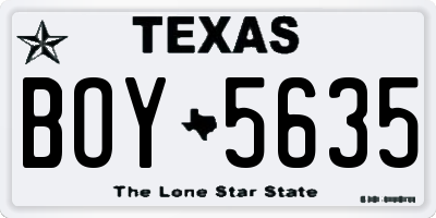 TX license plate BOY5635