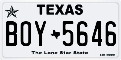 TX license plate BOY5646