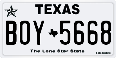 TX license plate BOY5668