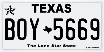 TX license plate BOY5669