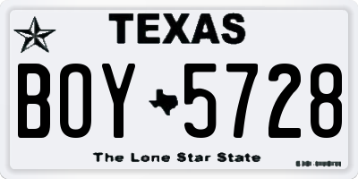 TX license plate BOY5728