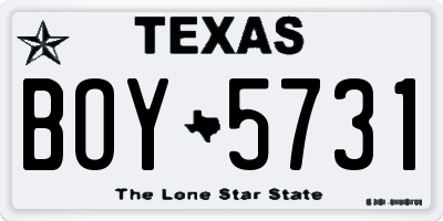 TX license plate BOY5731