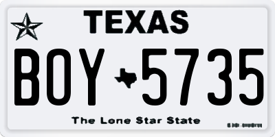 TX license plate BOY5735
