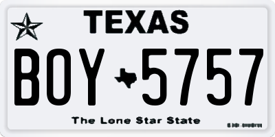 TX license plate BOY5757