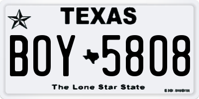 TX license plate BOY5808
