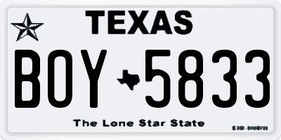 TX license plate BOY5833