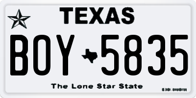 TX license plate BOY5835