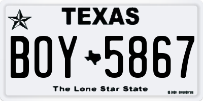 TX license plate BOY5867
