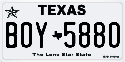 TX license plate BOY5880