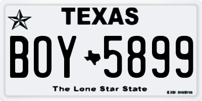 TX license plate BOY5899
