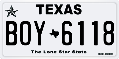 TX license plate BOY6118