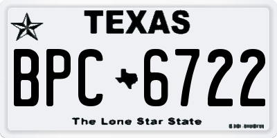 TX license plate BPC6722