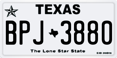 TX license plate BPJ3880