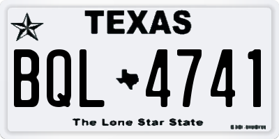 TX license plate BQL4741