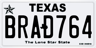 TX license plate BRAD764
