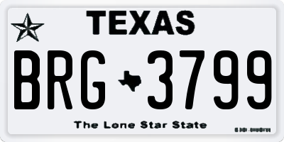 TX license plate BRG3799