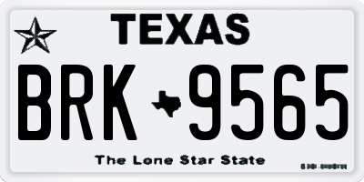 TX license plate BRK9565