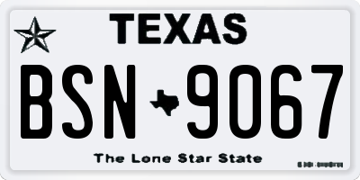 TX license plate BSN9067