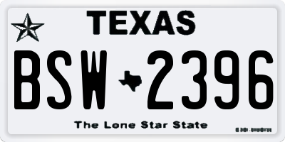 TX license plate BSW2396