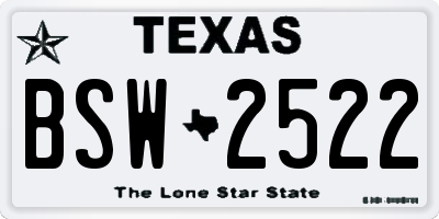 TX license plate BSW2522