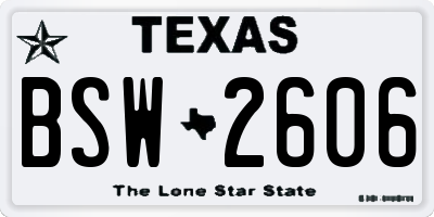 TX license plate BSW2606
