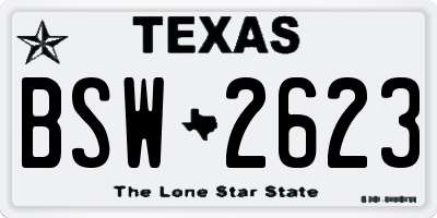 TX license plate BSW2623