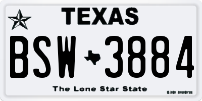 TX license plate BSW3884