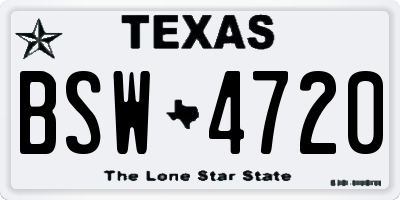 TX license plate BSW4720