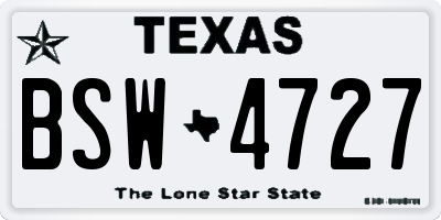 TX license plate BSW4727