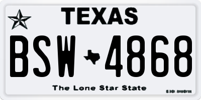 TX license plate BSW4868