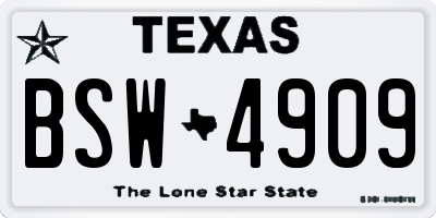 TX license plate BSW4909