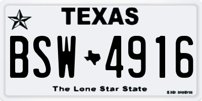 TX license plate BSW4916