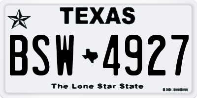 TX license plate BSW4927