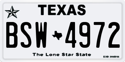TX license plate BSW4972