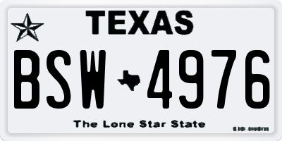 TX license plate BSW4976