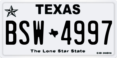 TX license plate BSW4997