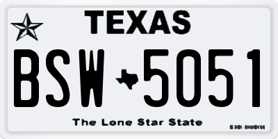 TX license plate BSW5051