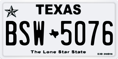 TX license plate BSW5076