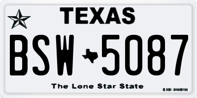 TX license plate BSW5087
