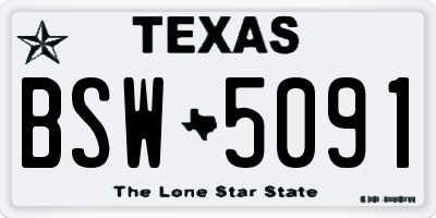 TX license plate BSW5091